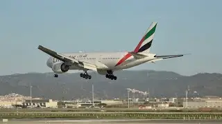 Planespotting in 4K at Barcelona El Prat Airport, Morning + Evening arrivals runway 24R