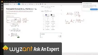 Given first 5 terms of a sequence find an explicit formula and the limit as n goes to infinity.