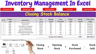 Inventory Management In Excel - Calculate stock balance - Excel Inventory Management -Excel template