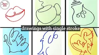 Easy  Drawing For Kids |Drawings with single stroke | Zeeni Arts || #draw #easy #simple