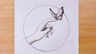 Easy Drawing Tutorial || How to draw A butterfly sitting on a finger  || Pencil Sketch for beginners