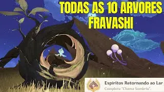 LOCALIZAÇÃO DE TODAS AS 10 ARVORES FRAVASHI COM CONQUISTA SECRETA (CHAMA SOMBRIA) GENSHIN IMPACT