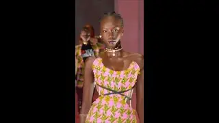 Anok Yai walks for Versace