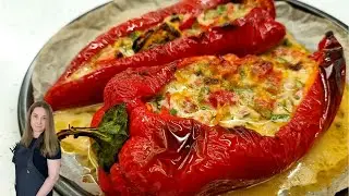 Перец запеченный с мидиями / Вкусная закуска из сладкого перца / асмр / Приготовить за 20 минут