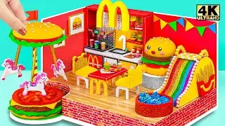 Amazing Idea Reuse Cardboard DIY Miniature McDonalds Playhouse with Rainbow Slide, Amusement Area ❤️