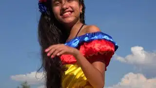 Teen Girl Smiling Culture Costume Colombian Dress Colorful