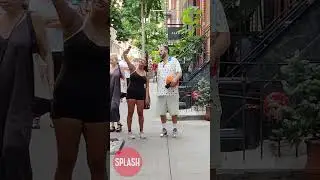 Adam Sandler Grabs A Coffee And Carries A Wilson Basketball After Shooting Hoops In New York City