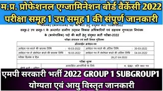 MPPEB Group 1 Subgroup1 Vacancy 2022 | MP PEB Recruitment April 2022 | MP Govt Jobs 2022