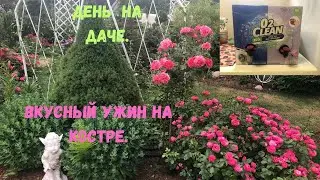 День на даче. Вкусный ужин на костре.
