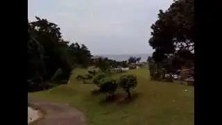 Berjaya golfbana Tioman Island sista hålen och klubbhuset med omgivningar