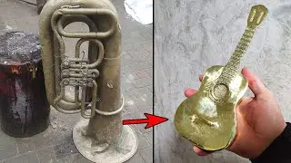 Casting guitar Trash to Treasure Melting Brass Tuba