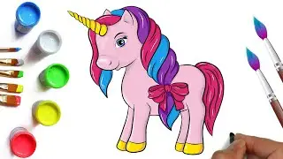 How to draw a unicorn horse pony easily in stages, beautiful drawings for drawing with children