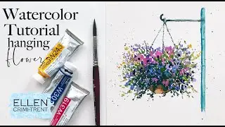 EASY Watercolor Tutorial for Beginners- Hanging Flower Basket- Floral Friday