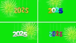 Happy New Year 2025 Hanging Thread Animation with 4 types on Green Screen Video Footage