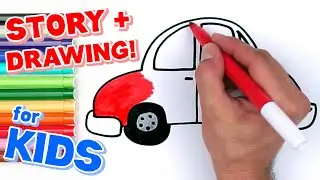 How to Draw Car | Flying Car Story for Kids