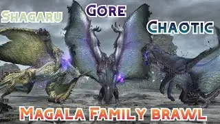 Chaotic Gore Magala VS Shagaru Magala VS Afflicted Gore Magala turf war | MH Sunbreak Title Update 3