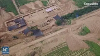 Aerial view of mausoleum of Zhao Kuangyin, founder of Chinas Song Dynasty