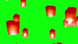 Red Lanterns Floating Upwards(Perfect Loop) | Lanterns Green Screen Pack