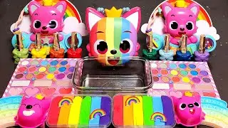 ASMR RAINBOW PINKFONG Slime Mixing Random Into Slime! Satisfying Slime#ASMR#Slime#satisfying