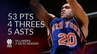 Allan Houston 53 pts 4 threes 5 asts vs Lakers 02/03 season