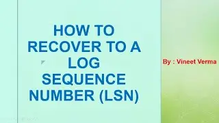 How to Recover to a Log Sequence Number (LSN) | SQL Server | Business Continuit