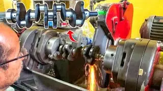 Amazing Process of 6 Cylinder Engine Crankshaft Grinding | 6 Cylinder Engine Crankshaft Refurbishing