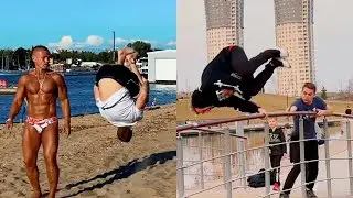 People react to flips on the beach 😳🤣