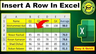 How to Insert A Row In Excel | Insert Rows In Excel | Insert Row In Excel | Rows In Excel #Excel