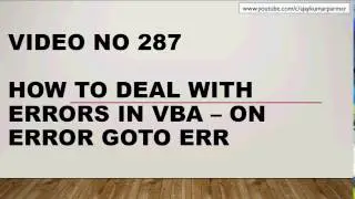 Learn Excel - Video 286 - VBA -Errors Discussion - On Error GoTo Handler