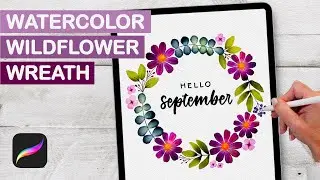 Watercolor Wildflower Wreath Procreate Tutorial 🌺