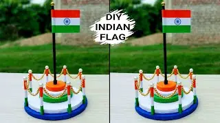 DIY Independence day flag hoisting craft // How to make INDIAN flag with paper // 15th August craft
