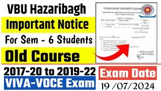 Vbu Important Notice For Sem - 6 Students Old Session || Important Notice for Semester 6 Old Course