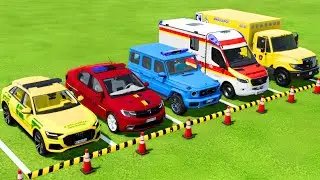 ALL POLICE CARS & AMBULANCE EMERGENCY VEHICLES TRANSPORTING WITH MAN TRUCKS ! Farming Simulator 22