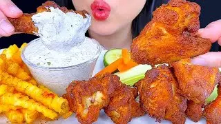 ASMR MUKBANG | Hot Wings and Cajun Fries | Eating Sounds | ASMR Phan