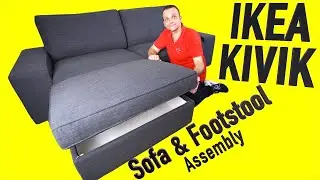 IKEA KIVIK Three seat sofa with IKEA  KIVIK Footstool with storage Assembly instructions