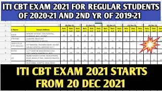 ITI CBT Exam 2021 For Regular Students of 2020-21 & 2nd Yr of 2019-21 | ITI CBT Exam 20-24 Dec 2021