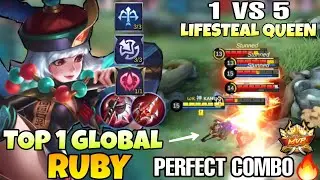 Ruby 1 VS 5 PERFECT COMBO! NONSTOP LIFESTEAL Build Damage 2021 | Top 1 Global Ruby 神 ᴋᴀɴᴇᴋɪ | MLBB