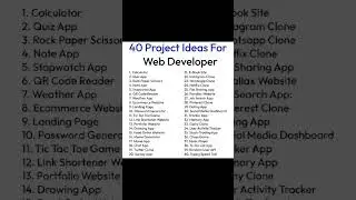 40 project ideas for web developer | web developer projects 