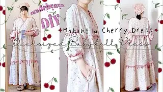 DIY Making a Cherry Dress🍒 a cottagecore dress sewing tutorialㅣmadebyaya