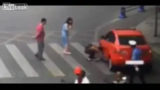 Slow Moving Car Rolls Over Child