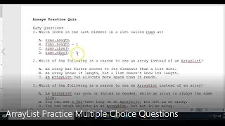 JAVA - Lesson #90 - APCSA - ArrayList Practice Multiple Choice Questions