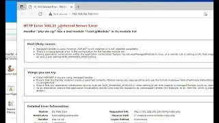 http error 500.21 - internal server error IIS Server Windows 2022