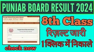 Punjab board 8th class result 2024 kaise nikale, how to check Punjab board 8th class result 2024