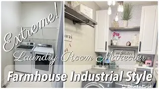 DIY Laundry Room Makeover | Farmhouse Industrial | Butcher Block Folding Table