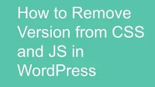 How to Remove Version from CSS AND JS In Wordpress