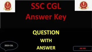 SSC|CGL2023|AnswerKye|AnswerWithQuestion 2023 By AK SIR