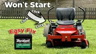 Zero turn mower engine won't turn over or crank - clicking sound - Easy Fix