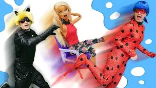 Барби в офисе! Леди Баг и Супер Кот спешат на помощь! Видео для девочек с куклами и игрушками
