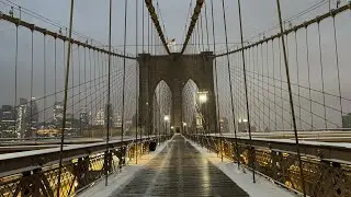 Snow Brooklyn Bridge Winter Storm