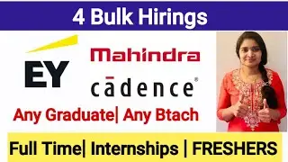 EY bulk hiring| Any Graduate Any batch| Full Time Jobs, Internships| Latest Jobs